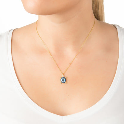 Turtle Turquoise Blue Pendant Necklace Gold - Allure SocietyNecklaces