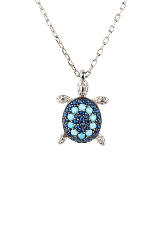 Turtle Turquoise Blue Pendant Necklace Silver - Allure SocietyNecklaces