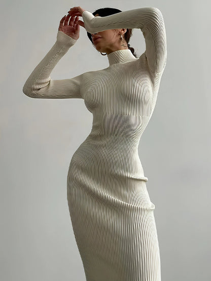 Elegant Maxi Turtleneck Sweater Dress - Allure SocietyCasualwear Dresses