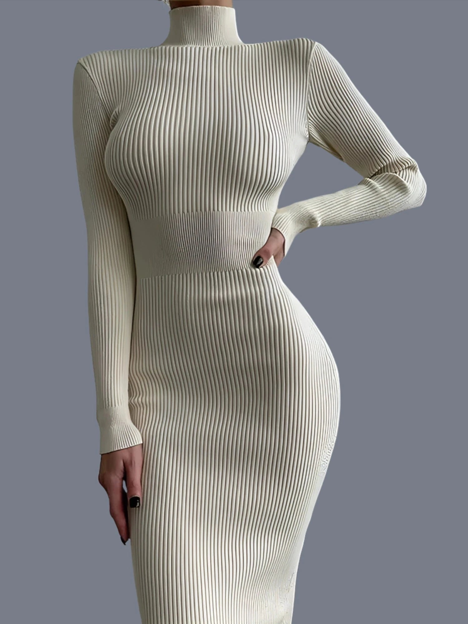 Elegant Maxi Turtleneck Sweater Dress - Allure SocietyCasualwear Dresses