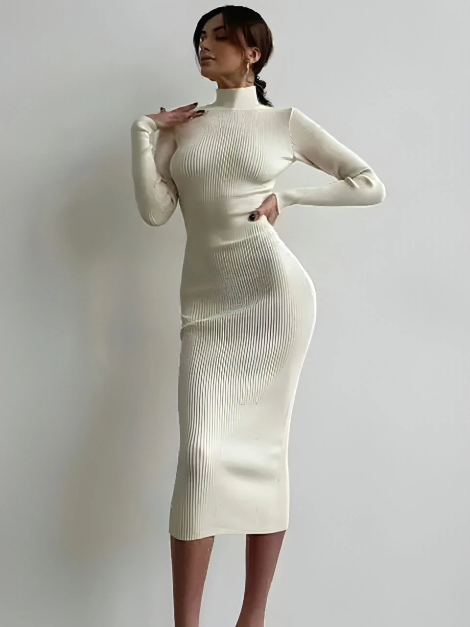 Elegant Maxi Turtleneck Sweater Dress - Allure SocietyCasualwear Dresses