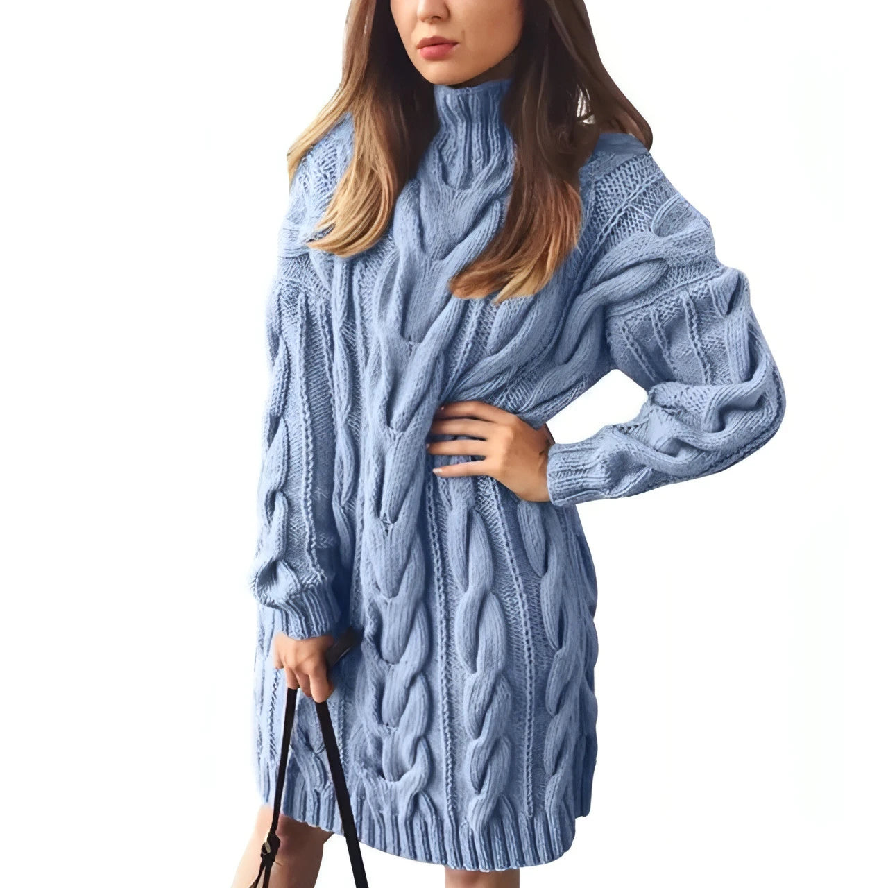 Turtleneck Twist Knitted Sweater Dress - Allure SocietyCasualwear Dresses