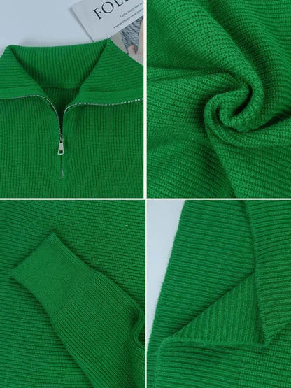 Turtleneck Zipper Sweater - Allure SocietyLoungewear Tops