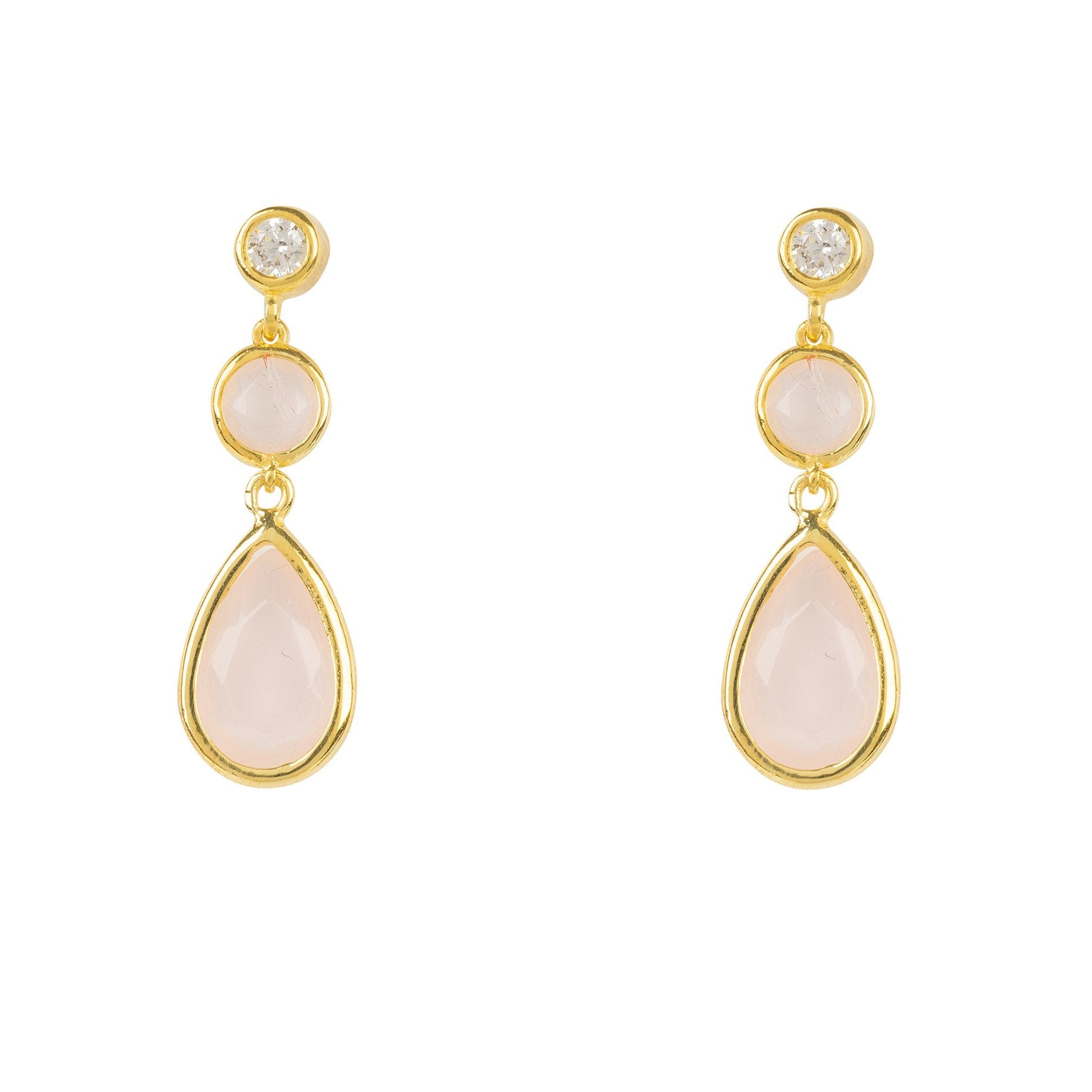 Tuscany Gemstone Drop Earring Gold Rose Quartz - Allure SocietyEarrings