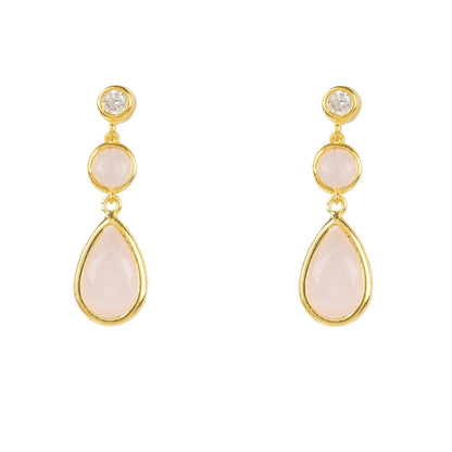 Tuscany Gemstone Drop Earring Gold Rose Quartz - Allure SocietyEarrings