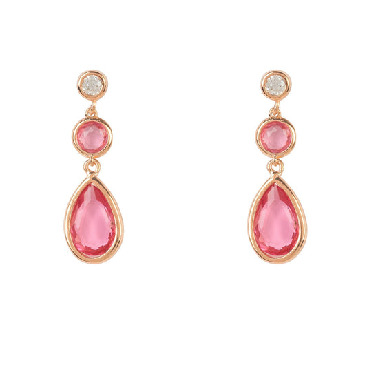 Tuscany Gemstone Drop Earring Rose Gold Pink Tourmaline - Allure SocietyEarrings