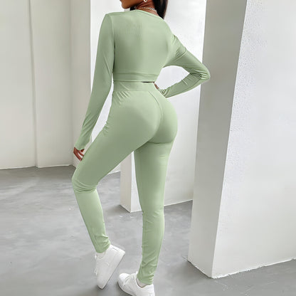 V - neck Solid Tight - fitting Trousers Suit - Allure SocietyCasualwear Sets