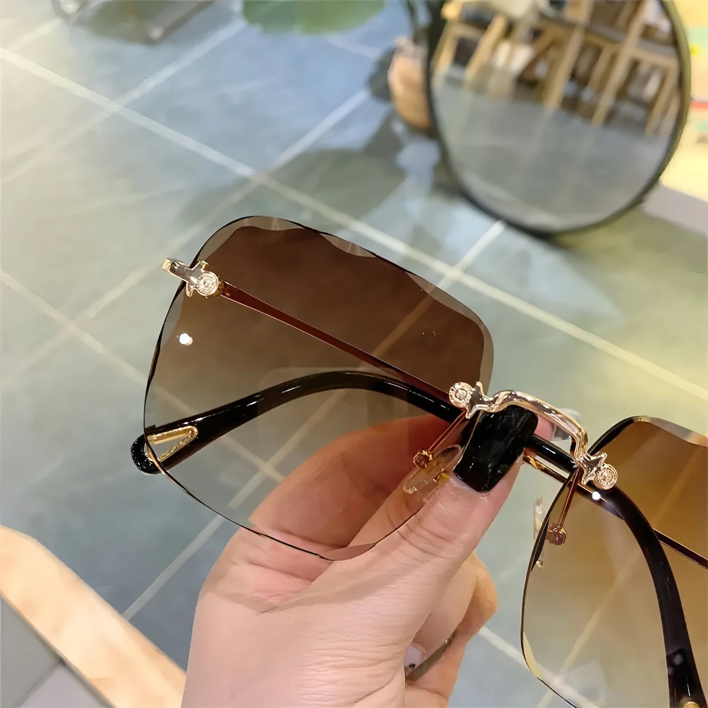 Vintage Clip Frameless UV Sunglasses - Allure SocietyUV Sunglasses