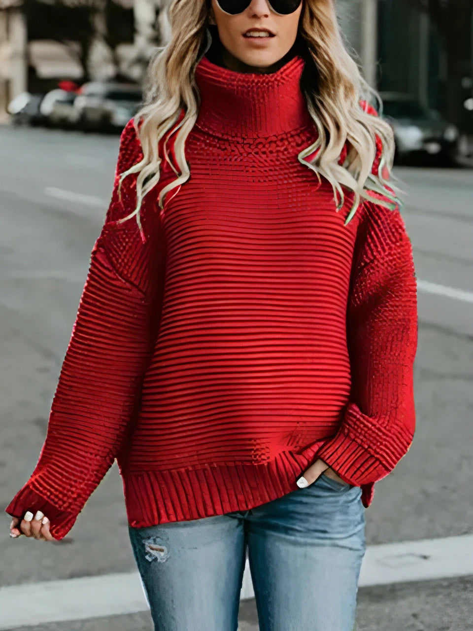 Warm Knitted Turtleneck Sweater - Allure SocietyLoungewear Tops