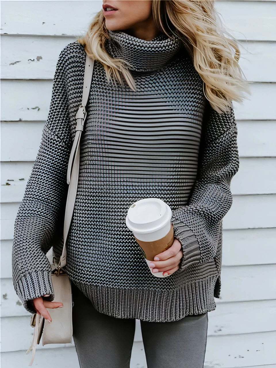 Warm Knitted Turtleneck Sweater - Allure SocietyLoungewear Tops