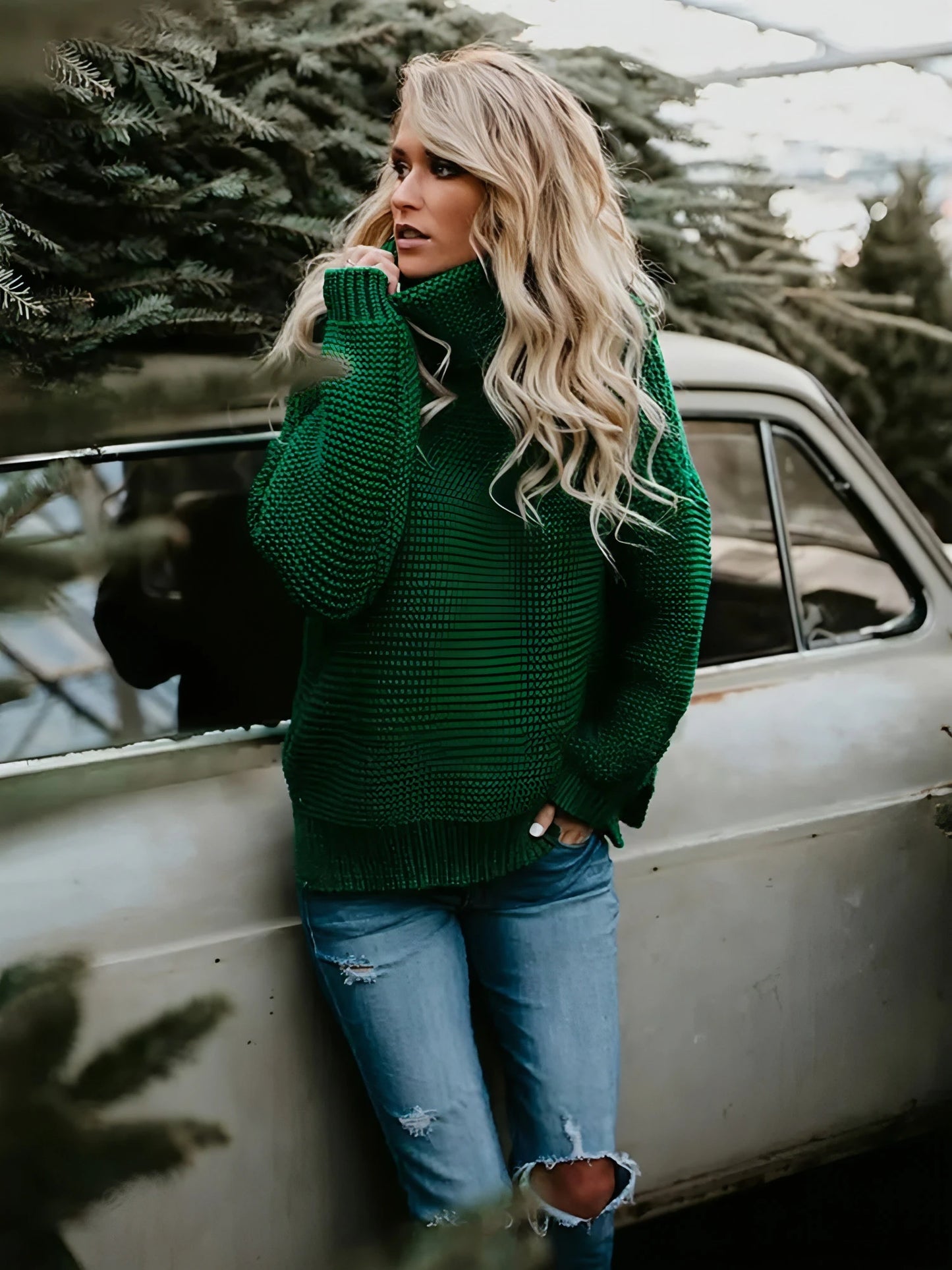 Warm Knitted Turtleneck Sweater - Allure SocietyLoungewear Tops