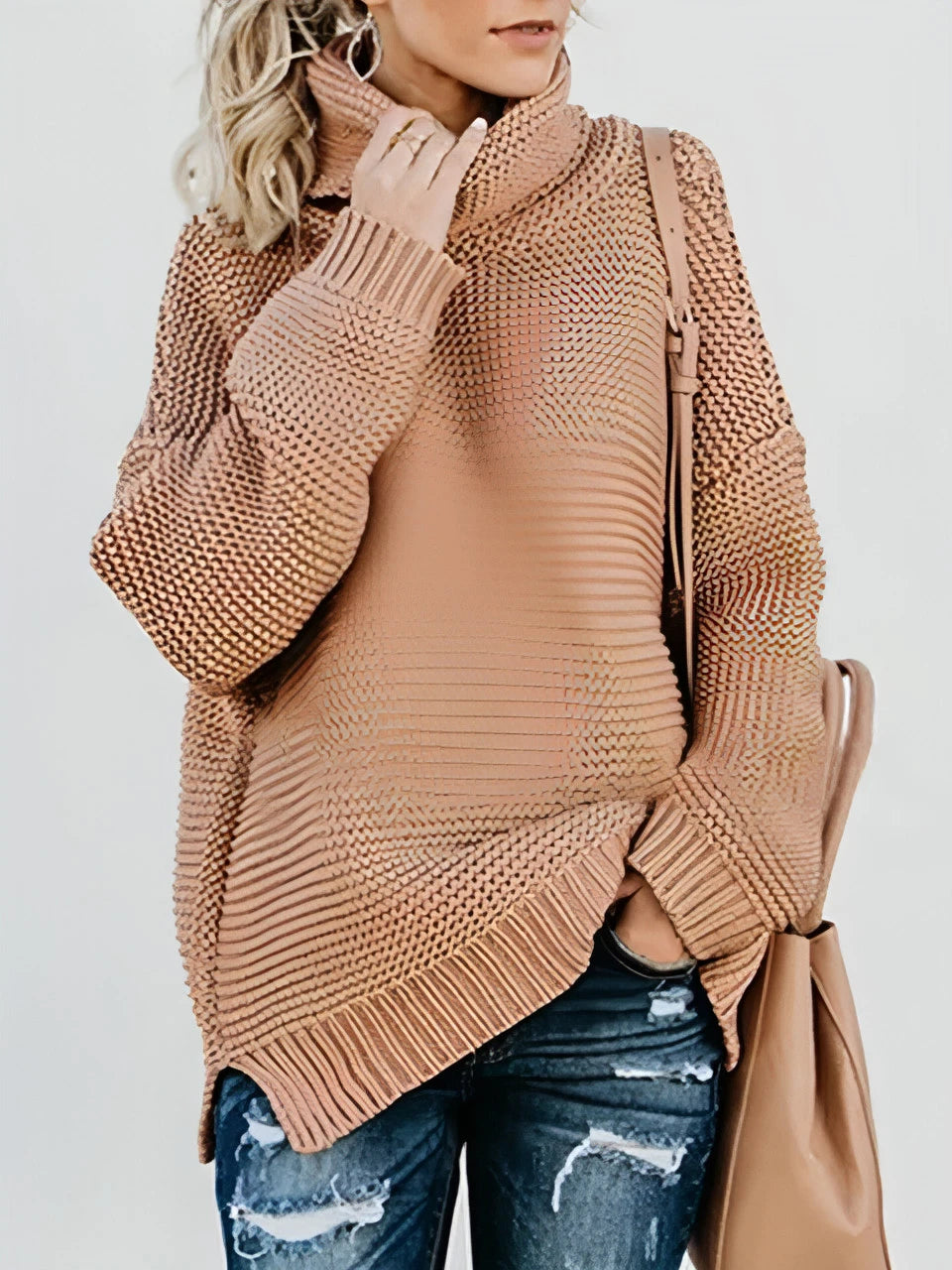 Warm Knitted Turtleneck Sweater - Allure SocietyLoungewear Tops