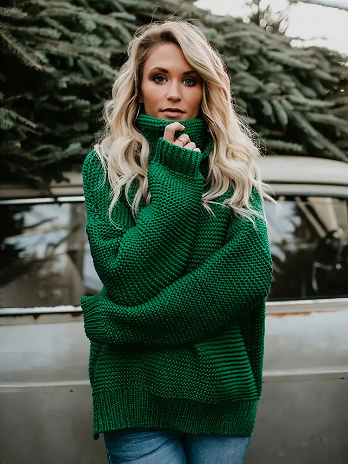 Warm Knitted Turtleneck Sweater - Allure SocietyLoungewear Tops