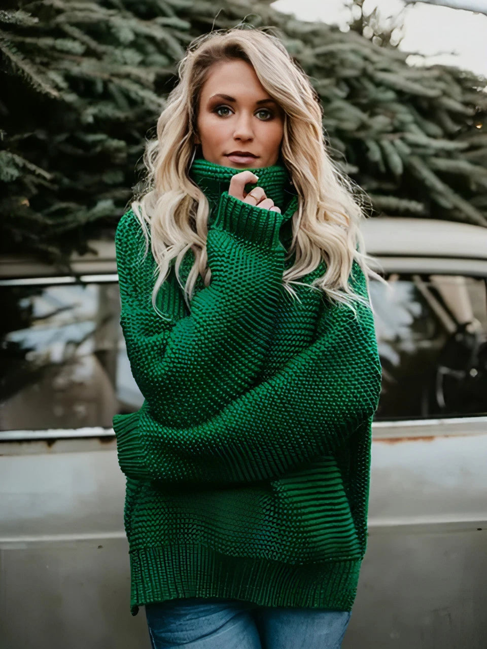 Warm Knitted Turtleneck Sweater - Allure SocietyLoungewear Tops