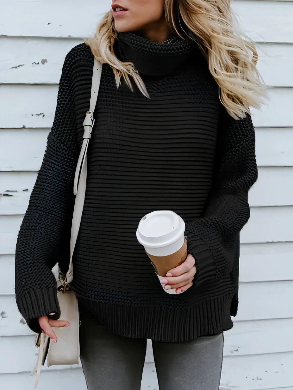 Warm Knitted Turtleneck Sweater - Allure SocietyLoungewear Tops