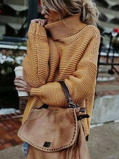 Warm Knitted Turtleneck Sweater - Allure SocietyLoungewear Tops