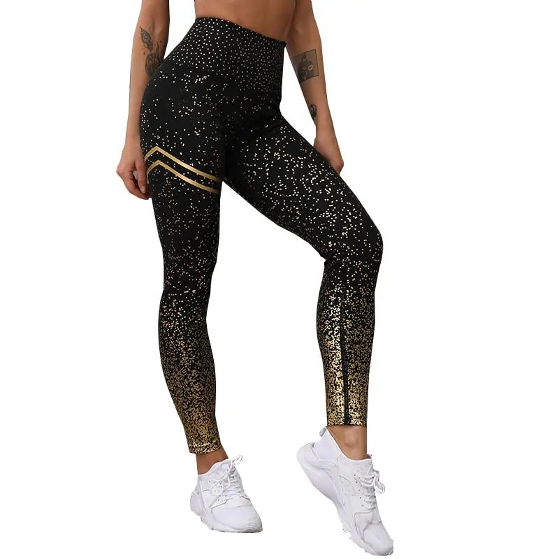 Women Gold Print Leggings - Allure SocietyActivewear Pants