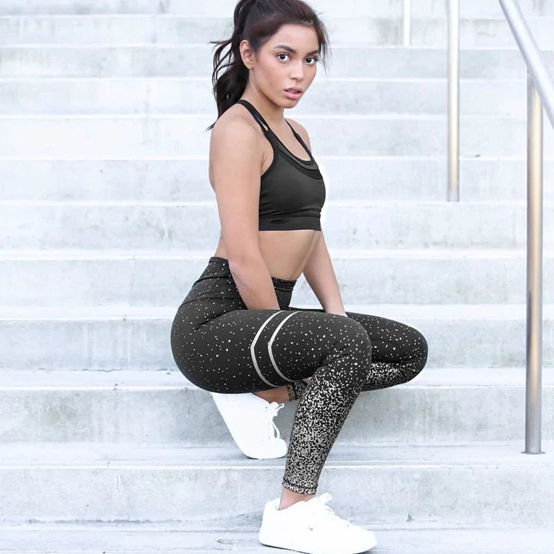 Women Gold Print Leggings - Allure SocietyActivewear Pants