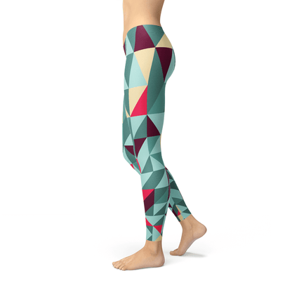 Womens Leggings w/ Colorful Geometric Triangles - Allure SocietyActivewear Pants