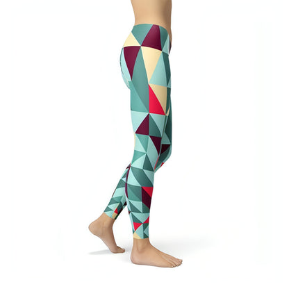 Womens Leggings w/ Colorful Geometric Triangles - Allure SocietyActivewear Pants
