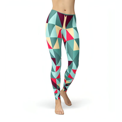 Womens Leggings w/ Colorful Geometric Triangles - Allure SocietyActivewear Pants