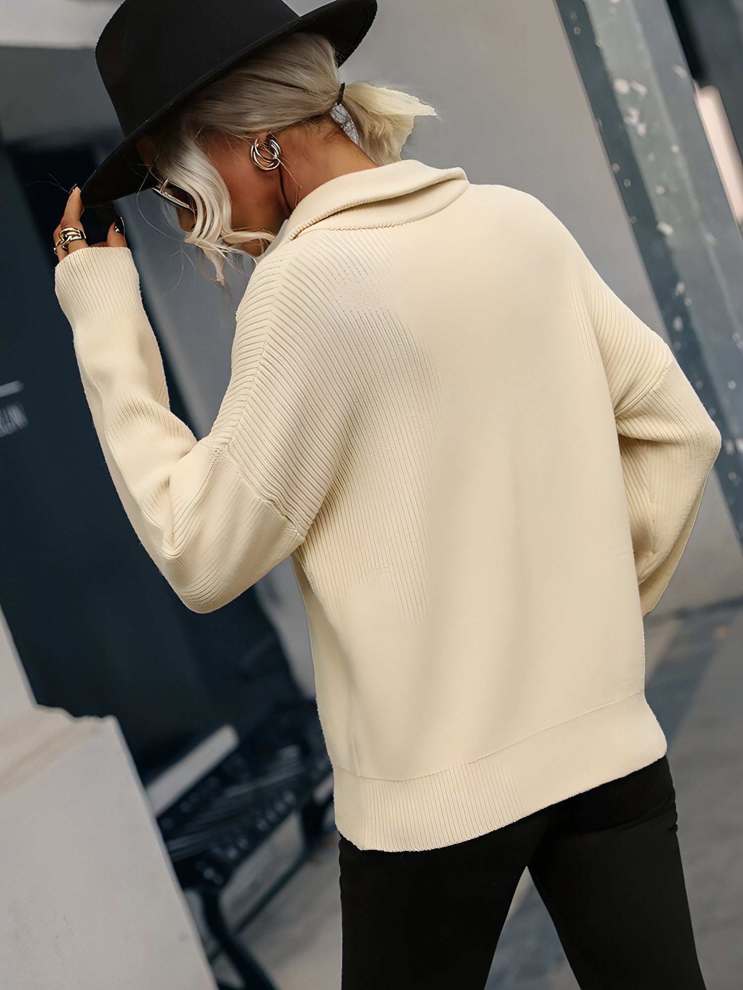 Zip - Up Sweater Knit Tops - Allure SocietyLoungewear Tops