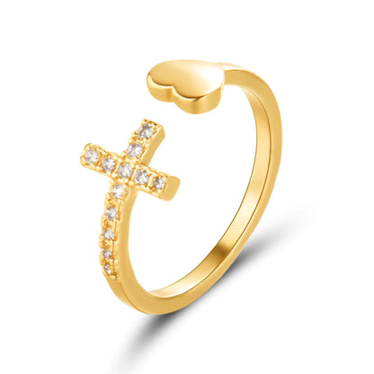 Zircon Cross With Heart Rings - Allure SocietyRings