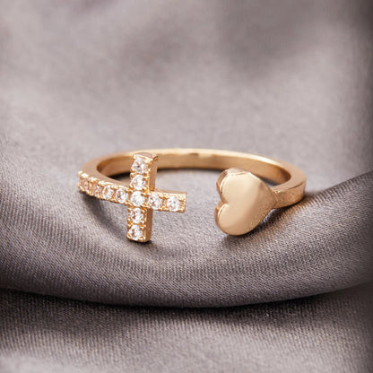 Zircon Cross With Heart Rings - Allure SocietyRings