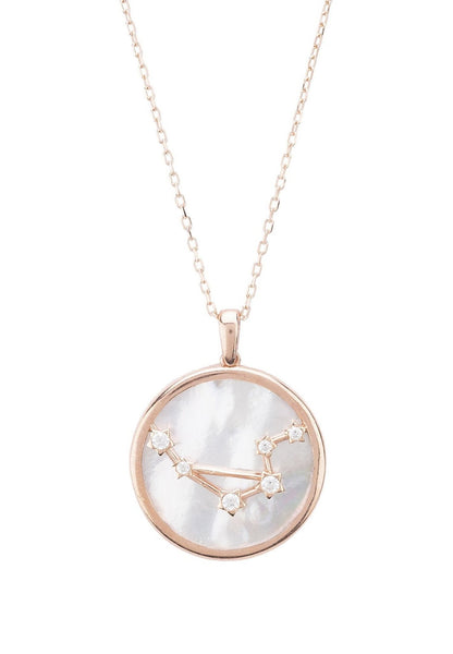 Zodiac Mother Of Pearl Gemstone Star Constellation Pendant Necklace - Allure SocietyNecklaces