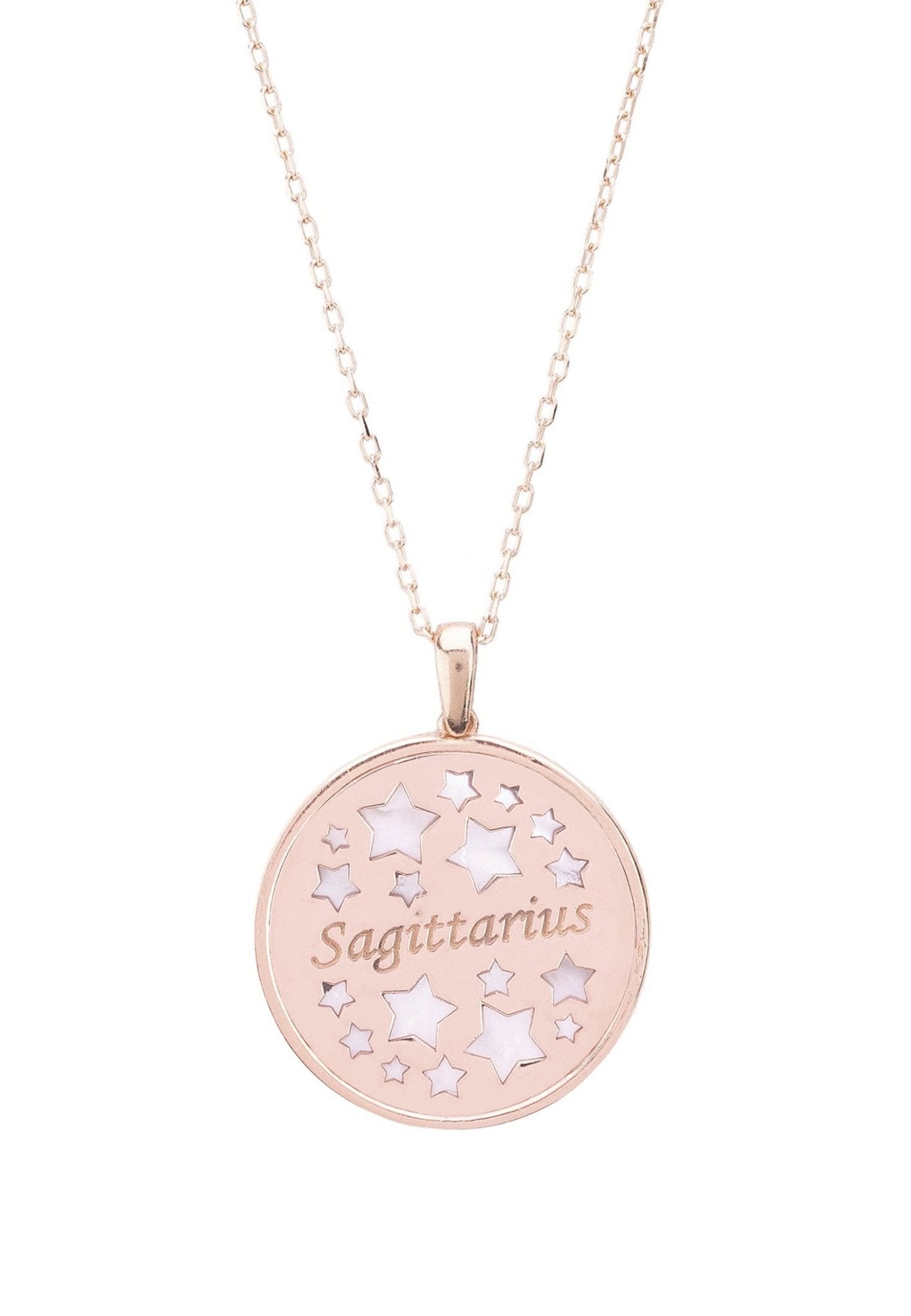 Zodiac Mother Of Pearl Gemstone Star Constellation Pendant Necklace - Allure SocietyNecklaces