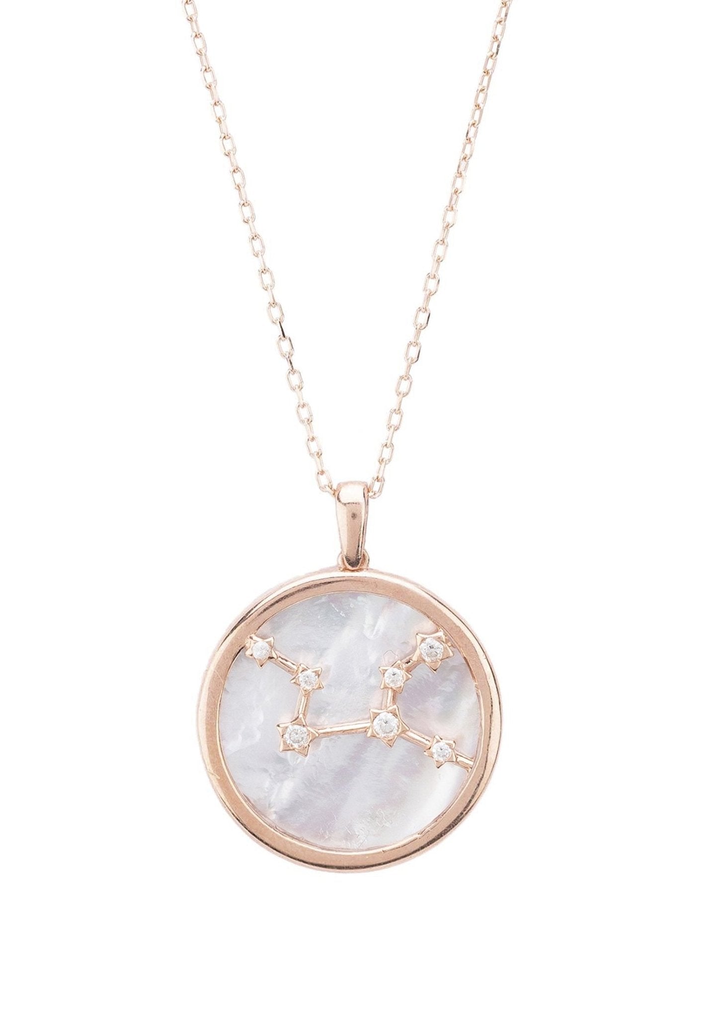 Zodiac Mother Of Pearl Gemstone Star Constellation Pendant Necklace - Allure SocietyNecklaces