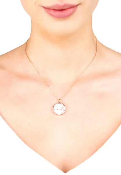 Zodiac Mother Of Pearl Gemstone Star Constellation Pendant Necklace - Allure SocietyNecklaces