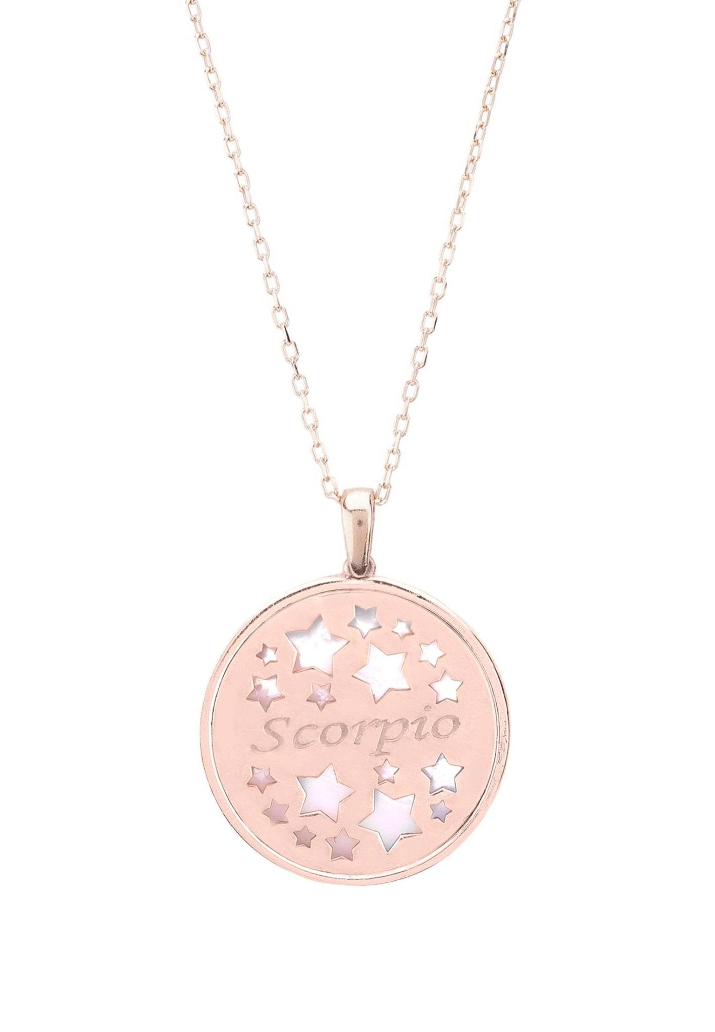 Zodiac Mother Of Pearl Gemstone Star Constellation Pendant Necklace - Allure SocietyNecklaces