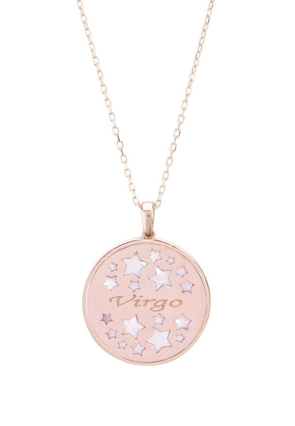 Zodiac Mother Of Pearl Gemstone Star Constellation Pendant Necklace - Allure SocietyNecklaces