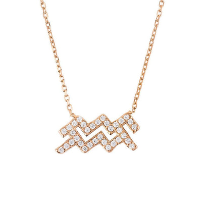 Zodiac Star Sign Pendant Necklace Rose Gold Aquarius - Allure SocietyNecklaces