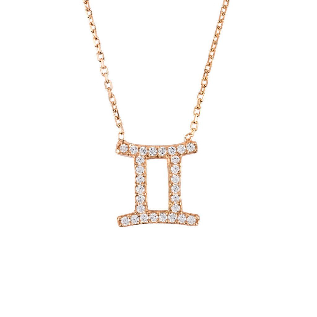 Zodiac Star Sign Pendant Necklace Rose Gold Gemini - Allure SocietyNecklaces