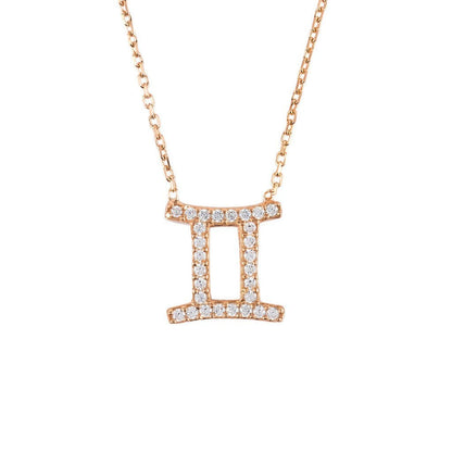 Zodiac Star Sign Pendant Necklace Rose Gold Gemini - Allure SocietyNecklaces