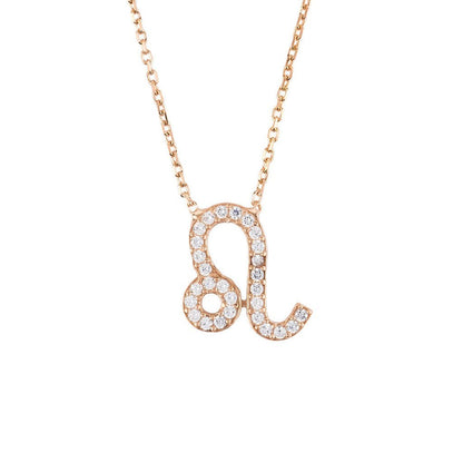 Zodiac Star Sign Pendant Necklace Rose Gold Leo - Allure SocietyNecklaces