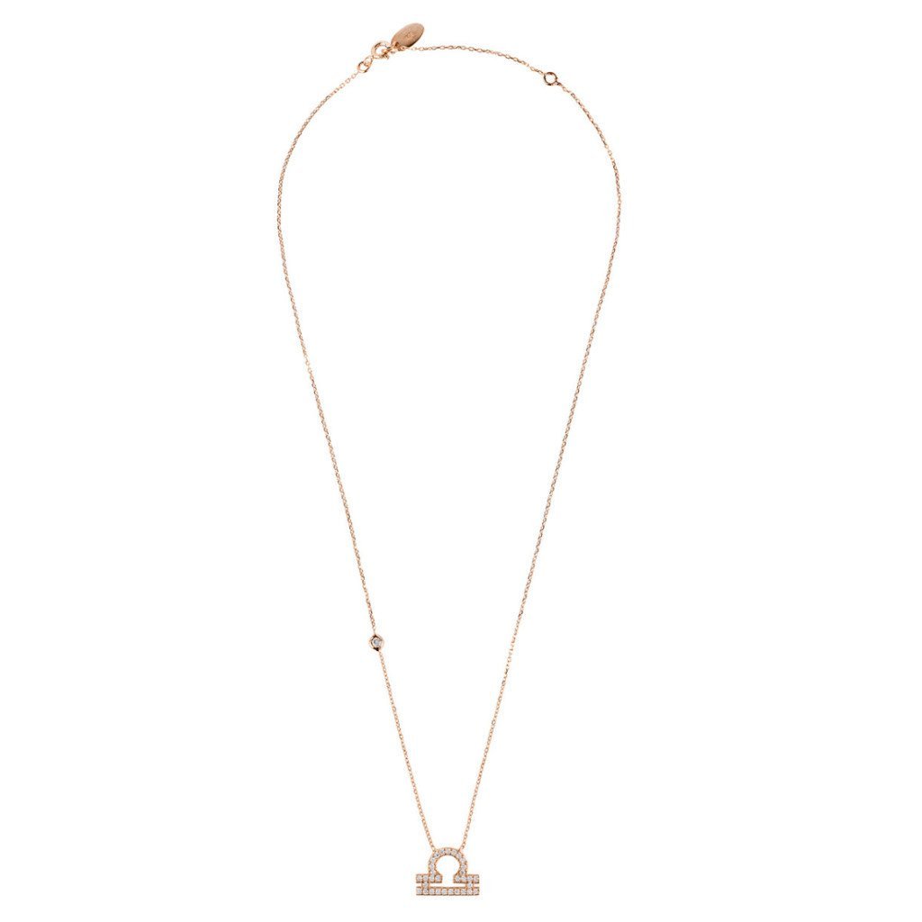 Zodiac Star Sign Pendant Necklace Rose Gold Libra - Allure SocietyNecklaces