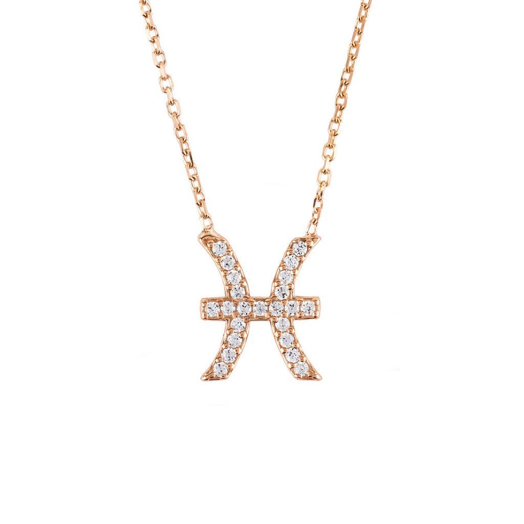 Zodiac Star Sign Pendant Necklace Rose Gold Pisces - Allure SocietyNecklaces