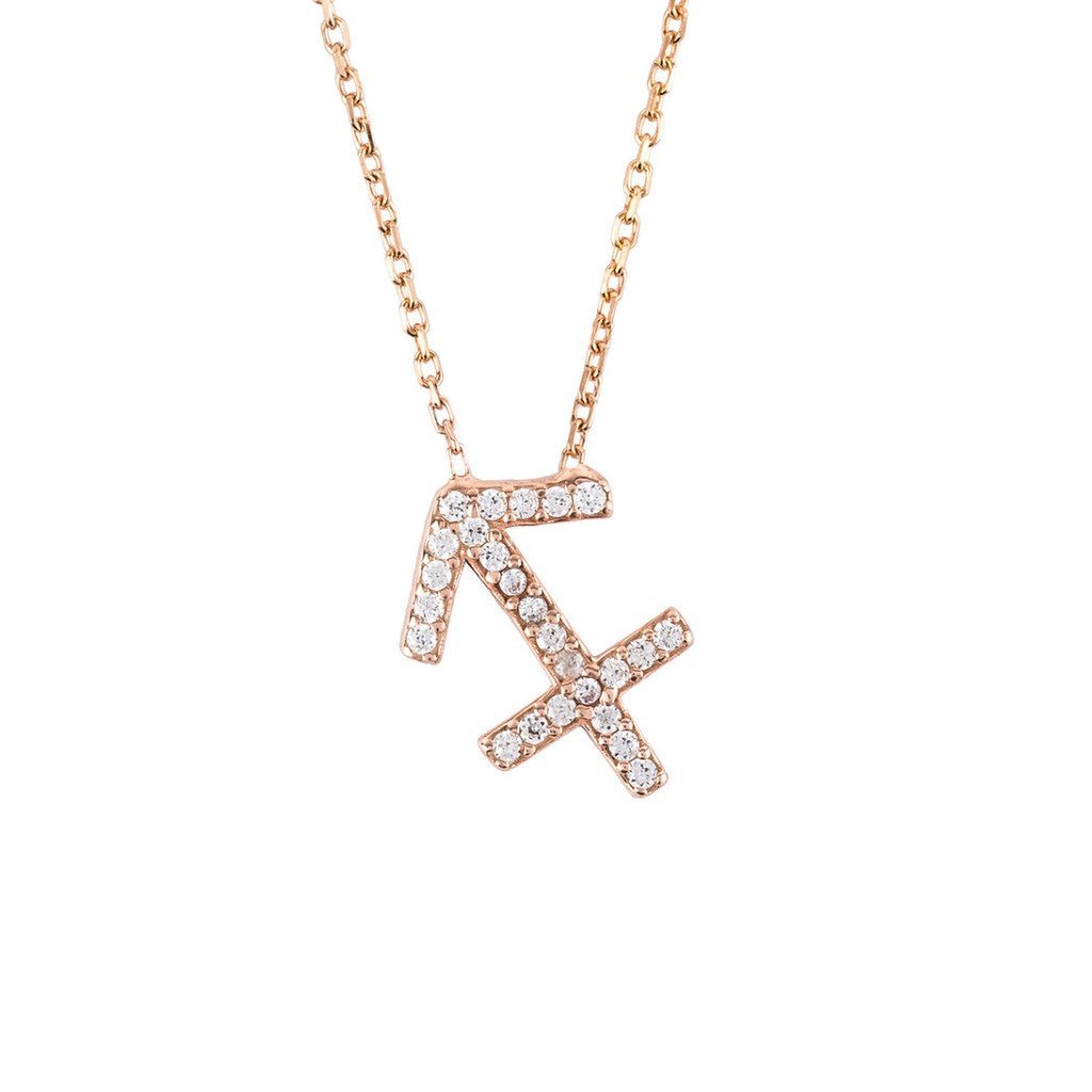 Zodiac Star Sign Pendant Necklace Rose Gold Sagittarius - Allure SocietyNecklaces