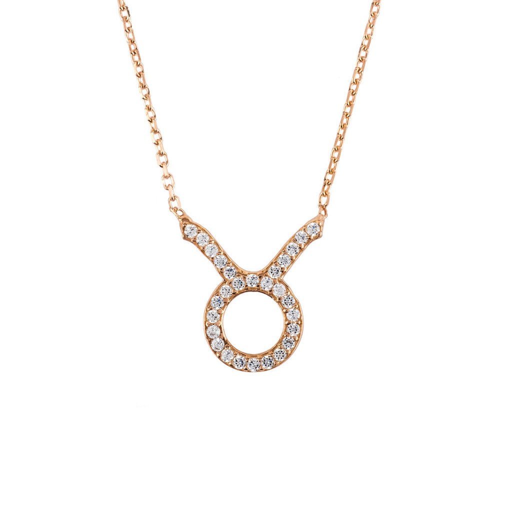 Zodiac Star Sign Pendant Necklace Rose Gold Taurus - Allure SocietyNecklaces