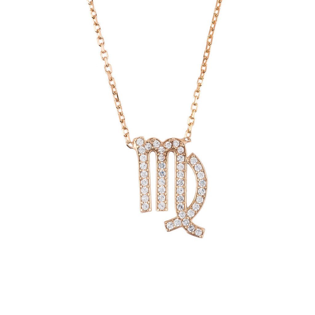 Zodiac Star Sign Pendant Necklace Rose Gold Virgo - Allure SocietyNecklaces
