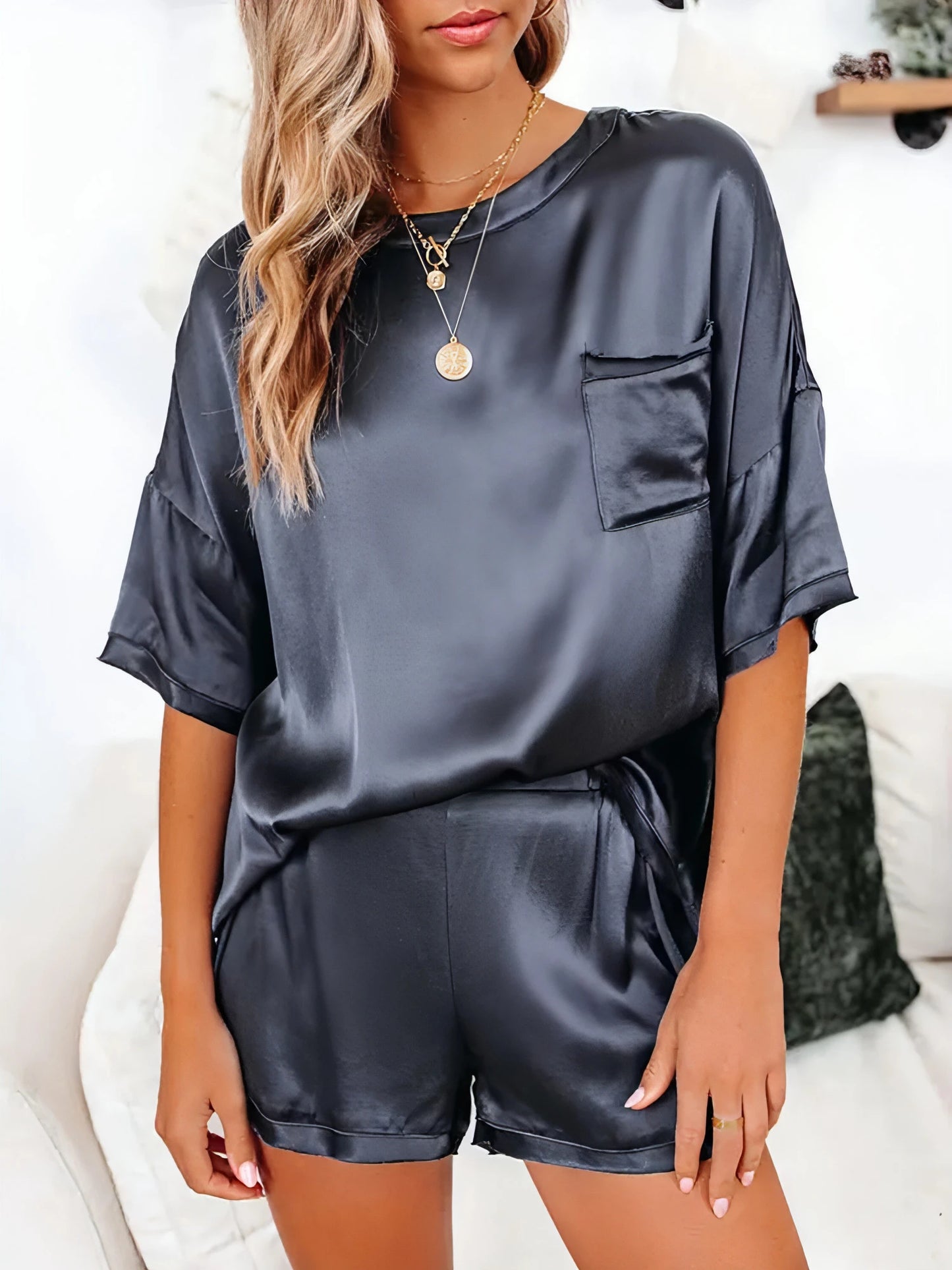 Summer Satin Pyjama Set Women - Allure SocietyLoungewear Sets