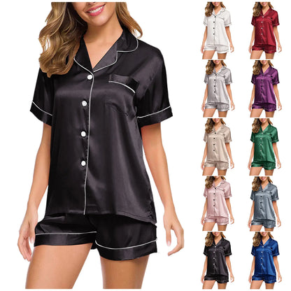 Silk Short Sleeve and Pajamas for Women - Allure SocietyLoungewear Sets